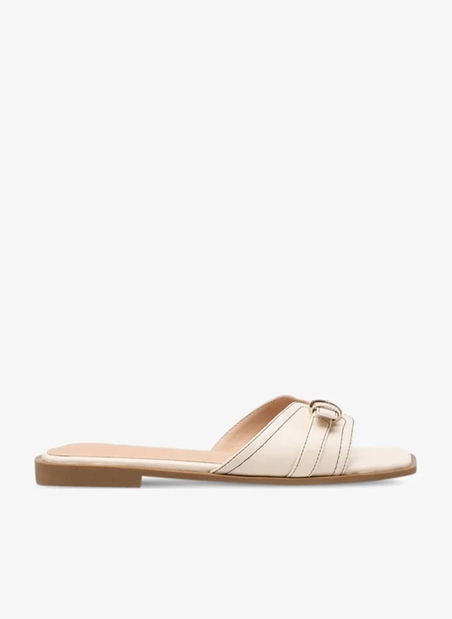 Flora Bella By Shoexpress Flora Bella Buckle Accent Slip-On Flat Sandals