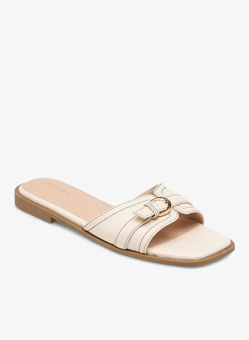 Flora Bella By Shoexpress Flora Bella Buckle Accent Slip-On Flat Sandals