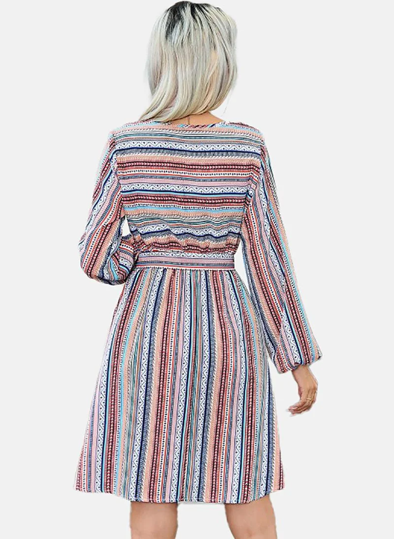 YUNIQEE Striped Tie Waist Dress