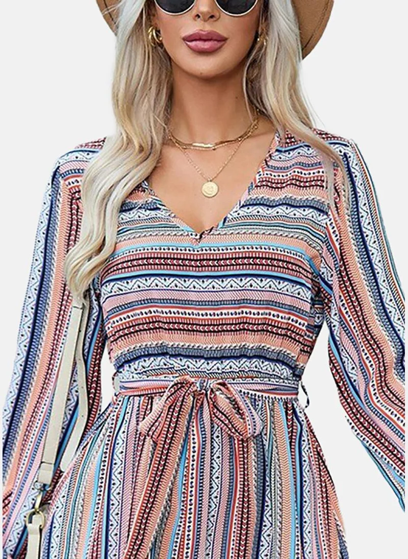 YUNIQEE Striped Tie Waist Dress