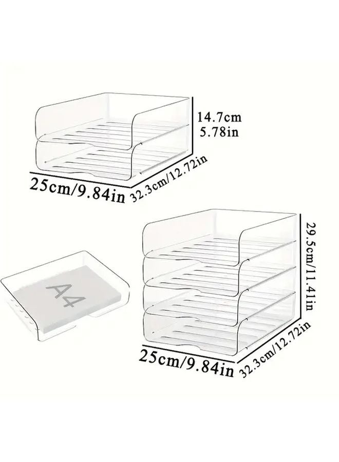 قطعتان منظم وثائق شفاف قابلة للتكديس مقاس A4 ذو سعة كبيرة ويوفر مساحة - Image 4