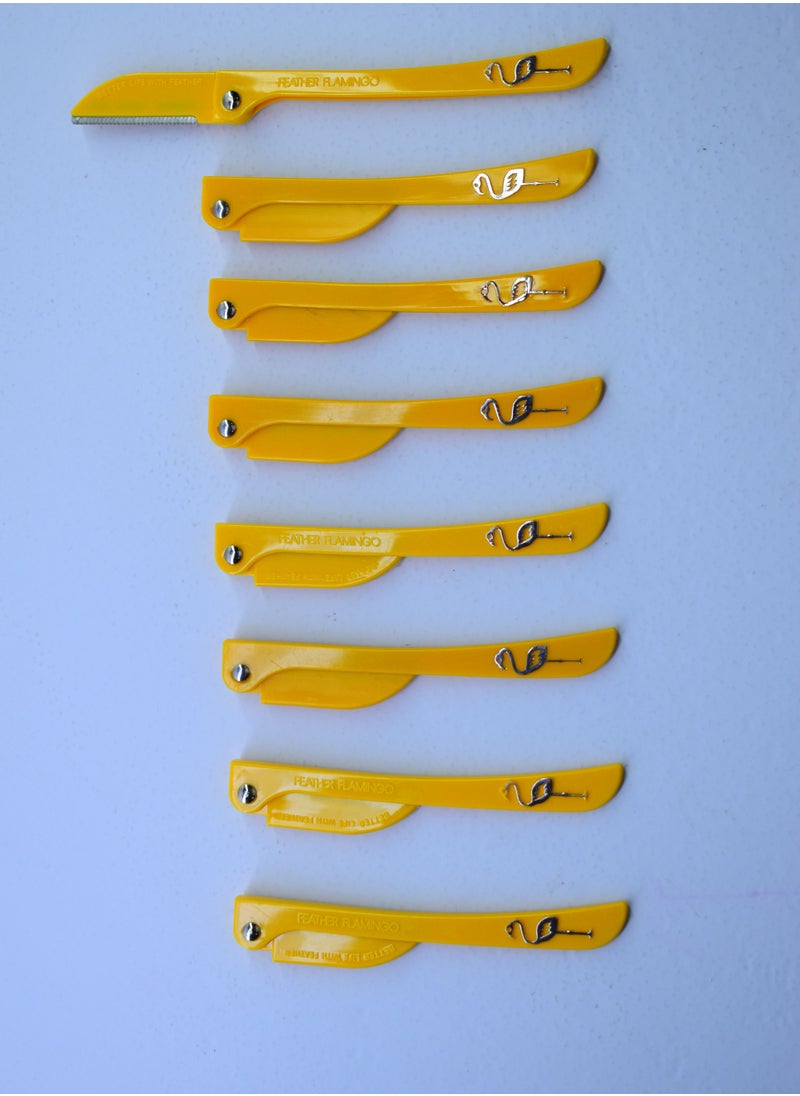 Feather-Flamingo 8 Pieces Flamingo Ladies Razor For Facial And Body Hair Yellow  - Image 1