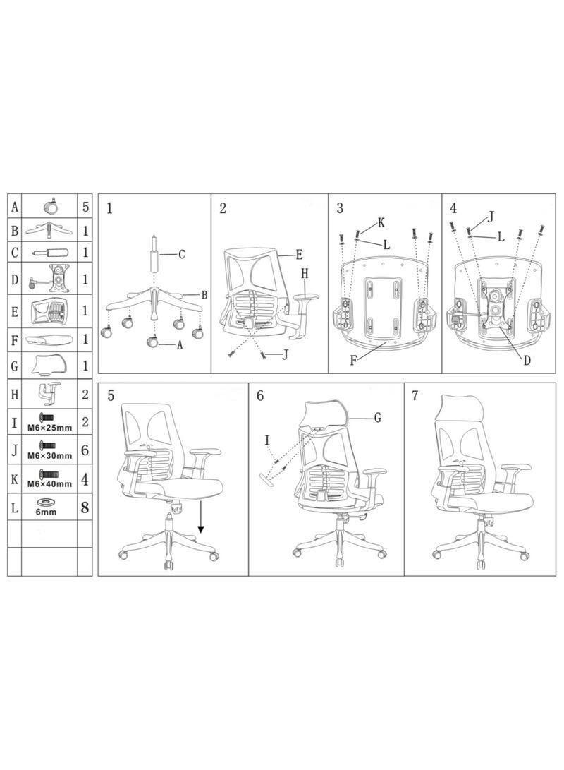 Selene House Comfortable Ergonomic Home Office Desk Chair with Armrest Big Size Seat and Wider Curved Headrest Mesh Strong High Back Support Chair with Sturdy Lumbar Support, Swivel Rotating Computer Chair Grey  - Image 2