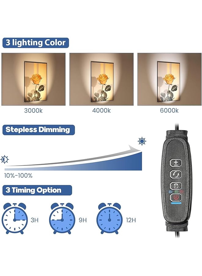 erorex Indoor Led Spot Lights 3W Uplighting With Remote Control Dimmable And Timer Adjustable 3000K 4000K 6000K Floor Spot Lights For Plants Pictures Artwork Usb Powered 2 Pack - Image 3