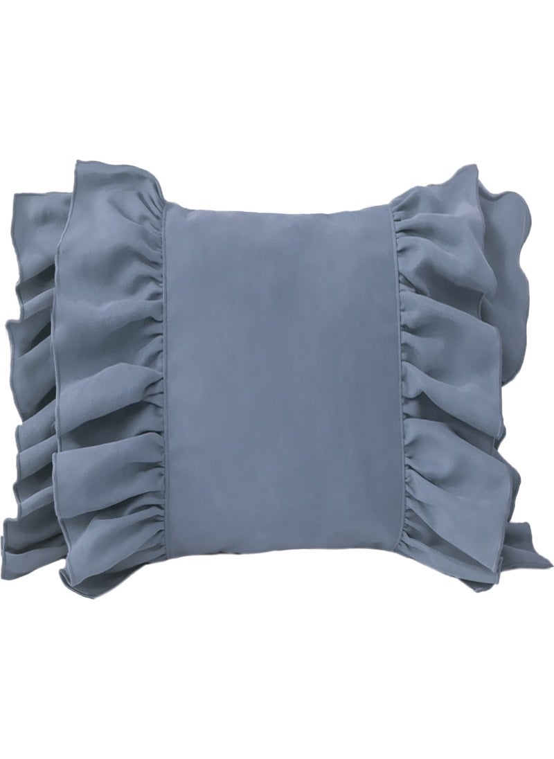 Ritmo Home Frilly Vintage Bohemian Scandinavian Throw Pillow Cover Light Indigo 