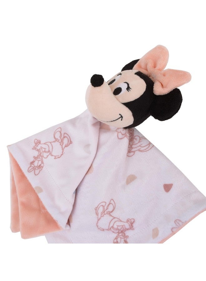 NoJo Disney Minnie Mouse White, Light Blue, and Peach Super Soft Security Baby Blanket with Plush Minnie Mouse Head - Image 2