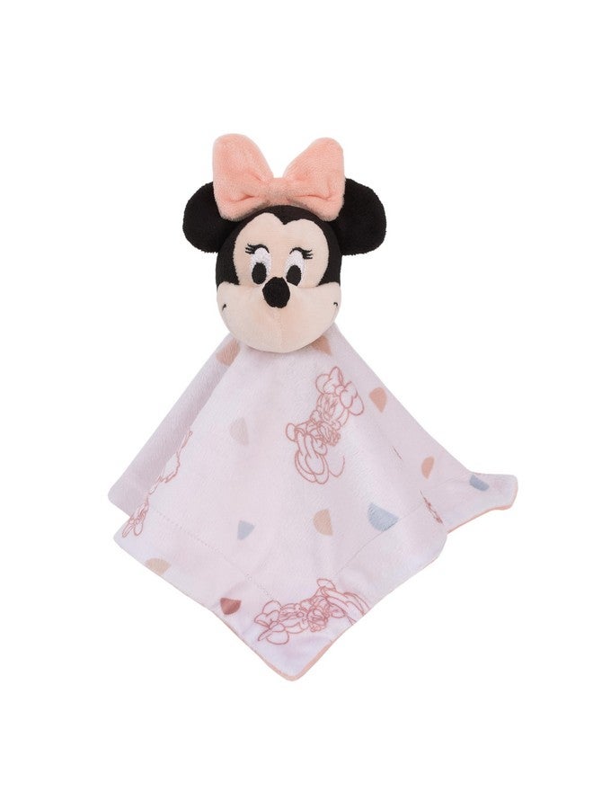 NoJo Disney Minnie Mouse White, Light Blue, and Peach Super Soft Security Baby Blanket with Plush Minnie Mouse Head - Image 1