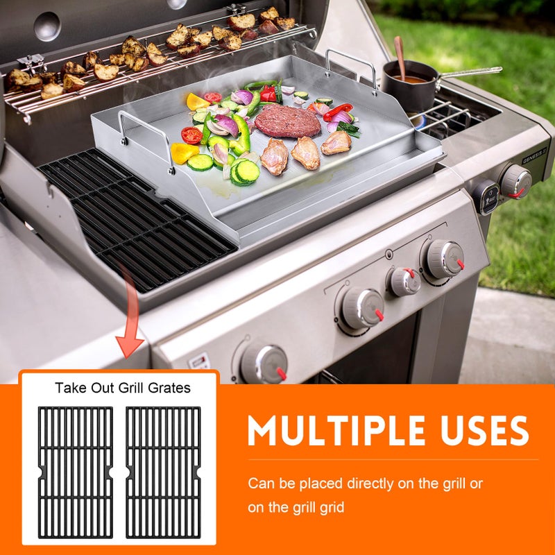 GGC Stainless Steel Griddle for Gas Grills, Universal Flat Top Griddle for Gas Stoves, Camping Stoves, 18" x 12.5" Nonstick Cooking Griddles for Charcoal, Tailgating, Parties - Image 5