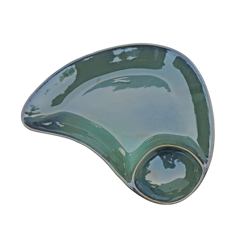 Homies HOMIES, Ceramic Dip and Eat Snack Serving Plate, 26cm for Serving Nachos, Momos, Snacks, Kebabs, Salad, Pasta Plate | Dinner Plates for Kitchen Microwave, Dishwasher & Oven Safe (Green) 1PCS  - Image 2