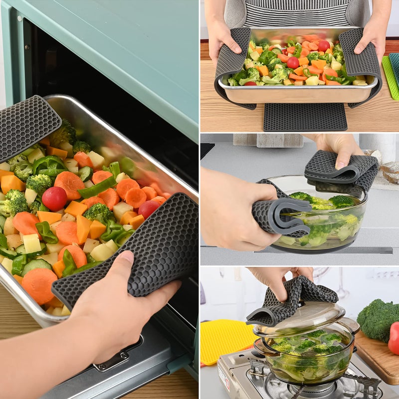 Smithcraft Silicone Pot Mat for Countertop Trivet Pads Heat Resistant Table Placemats 4 Pack,Size:7.5x7.5 Inch, Color: Black, Shape:Square - Image 5