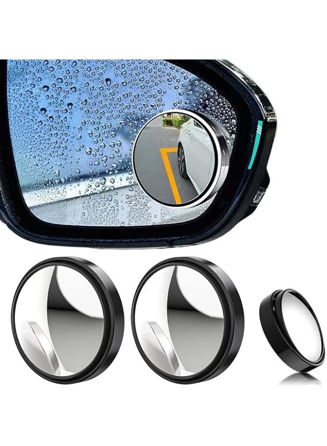 مرآة النقطة العمياء القابلة للدوران بزاوية 360 درجة من Uni-Fine، قطعتان، مرآة جانبية بزاوية واسعة من زجاج الكريستال عالي الدقة، مقاومة للماء ومتينة للسلامة المرورية (أسود) - Image 1