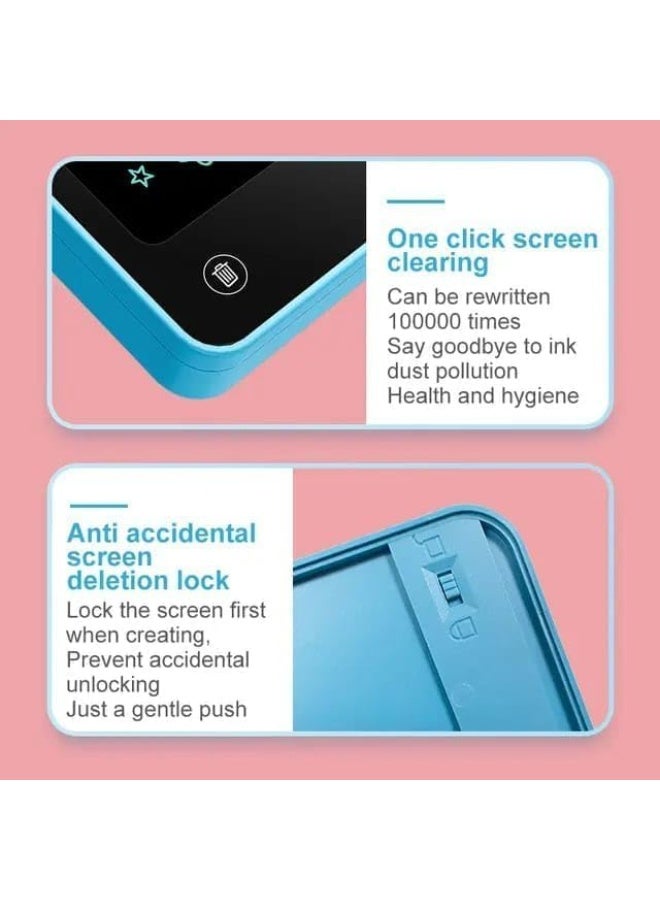 علبة أقلام للرسم والكتابة، صندوق أقلام رصاص، جهاز لوحي تعليمي مزود بقلم، قفل الشاشة، مسح بمفتاح واحد، حماية للعين، خفيف الوزن، تخزين مثالي للدراسة المدرسية والسفر، مع 3 أقلام رصاص تدوم طويلاً (أزرق سماوي). - Image 2