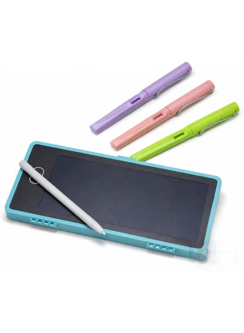 علبة أقلام للرسم والكتابة، صندوق أقلام رصاص، جهاز لوحي تعليمي مزود بقلم، قفل الشاشة، مسح بمفتاح واحد، حماية للعين، خفيف الوزن، تخزين مثالي للدراسة المدرسية والسفر، مع 3 أقلام رصاص تدوم طويلاً (أزرق سماوي). - Image 1