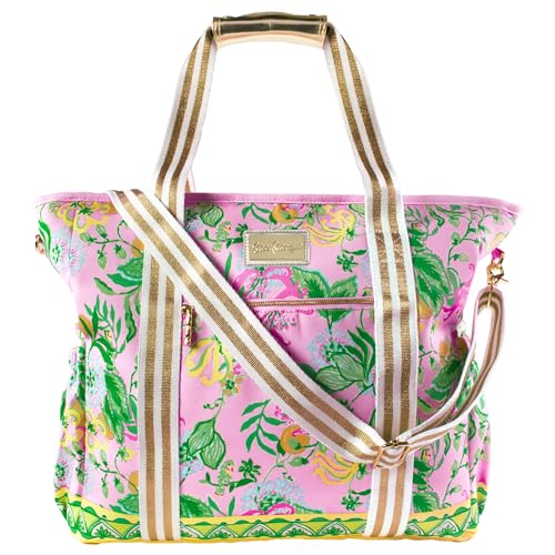 Lilly Pulitzer Pink Picnic Beach Cooler Insulated Soft Cooler Bag with Adjustable Shoulder Strap and Zippered Top Large for Groceries or Travel Via Amore Spritzer - Image 1