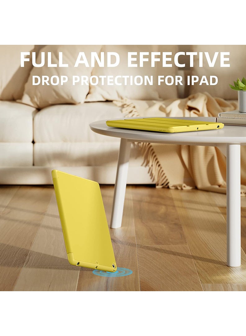 ثيودور حافظة متوافقة مع جهاز iPad مقاس 10.2 بوصة 2021/2020/2019، حافظة ذكية لجهاز iPad من الجيل التاسع/الثامن/السابع مع حامل قلم، حافظة واقية مع ظهر ناعم من مادة TPU، غطاء للنوم/الإيقاظ التلقائي، أصفر - Image 3