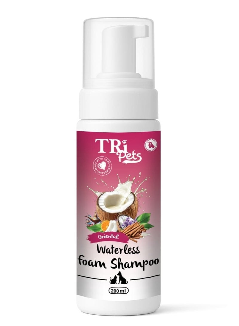 TRI 🌸 TRI Pets Waterless Foam Shampoo | Oriental Fragrance | No-Rinse Foaming Cleanser for Dogs & Cats | 200 ml ✨ - Image 1