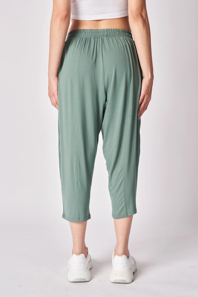 Defy's Women's Elastic Waist Stitch Detailed Shalwar Pants Khaki  - Image 4