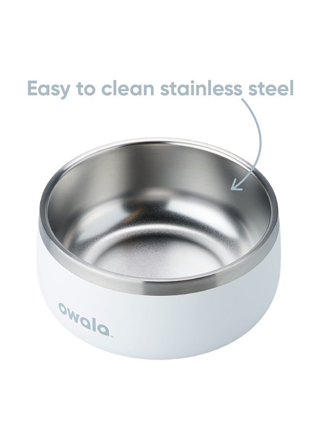 Owala - Pet Bowl - Durable Stainless Steel, Food and Water Bowl for Dogs, Cats, and All Pets, Non-Slip Base, 24oz, White (Shy Marshmallow) - Image 1