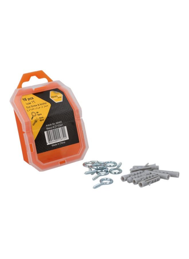 HONEY BEE 16-Piece Rust Resistant Eye Screw and Anchor Set Silver and Grey ZY15341  - Image 2