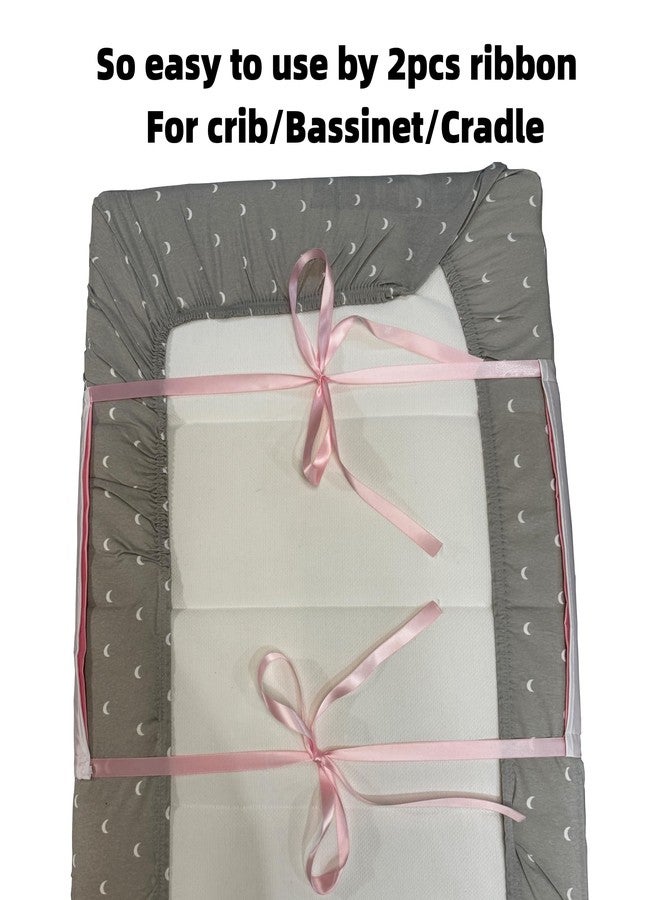 AKISS Satin Crib Sheet Pillow Cover Silk Bassinet Cradle Slip Reversible Use for Baby Girls Boys (Macaron Pink & White) - Image 5