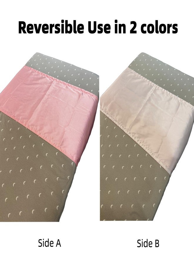 AKISS Satin Crib Sheet Pillow Cover Silk Bassinet Cradle Slip Reversible Use for Baby Girls Boys (Macaron Pink & White) - Image 3