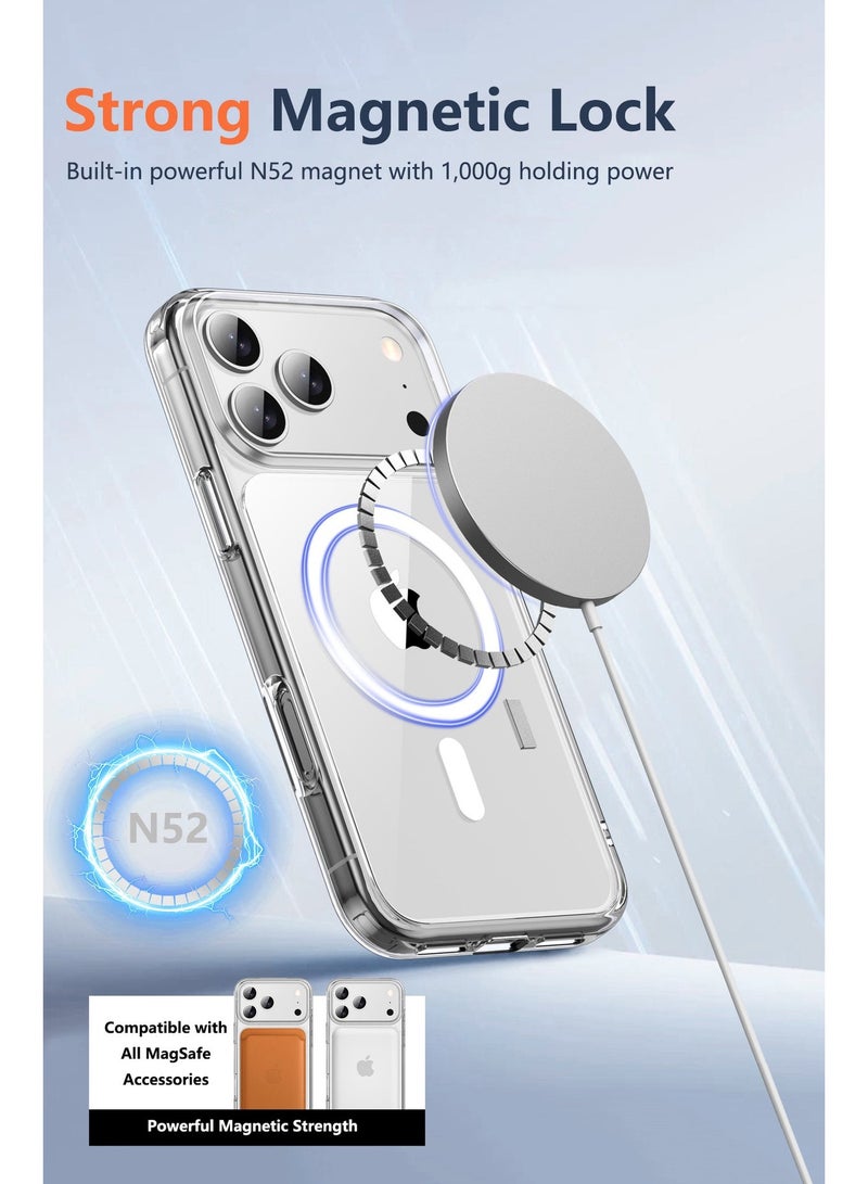 CLPURE 3-in-1 Apple iPhone 17 Pro Max Clear Case with Screen Protector and Camera Protector, Shockproof Slim Magnetic Transparent Cover Compatible with MagSafe, Anti-Yellowing - Image 3