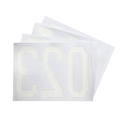 Magfok Iron on 8 Inch White Transfer Flock Numbers for Clothing, 4 Sheet (White) - Image 1