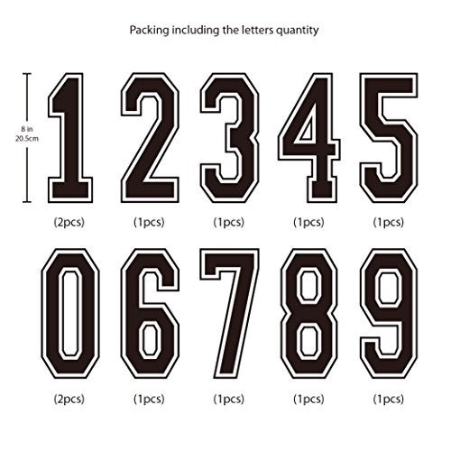 Magfok Iron on 8 Inch White Transfer Flock Numbers for Clothing, 4 Sheet (White) - Image 2