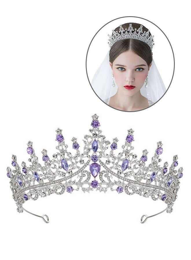 Lavender Amethyst Silver Crown | Princess-Pageant Headpiece for Romantic Receptions & Evening Galas - Image 1