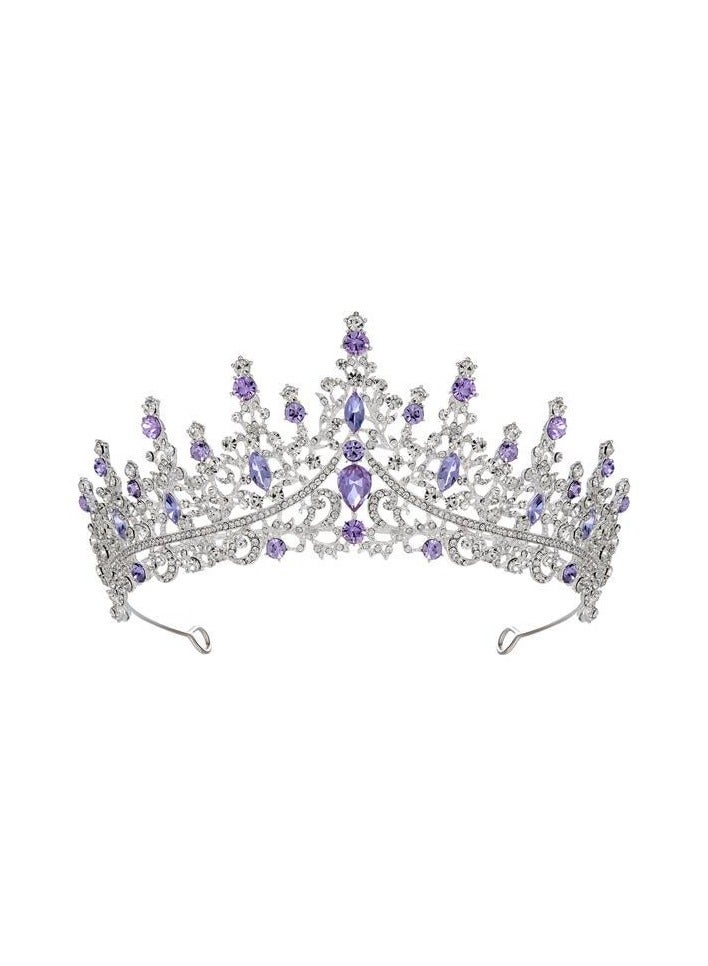 Lavender Amethyst Silver Crown | Princess-Pageant Headpiece for Romantic Receptions & Evening Galas - Image 2