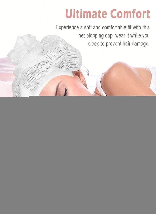 EMVANV Net Plopping Cap for Drying Curly Hair,Adjustable Net Hair Plopping Bonnet Curly Hair Bonnet Net Plopping Cap for Fast Drying(White) - Image 5