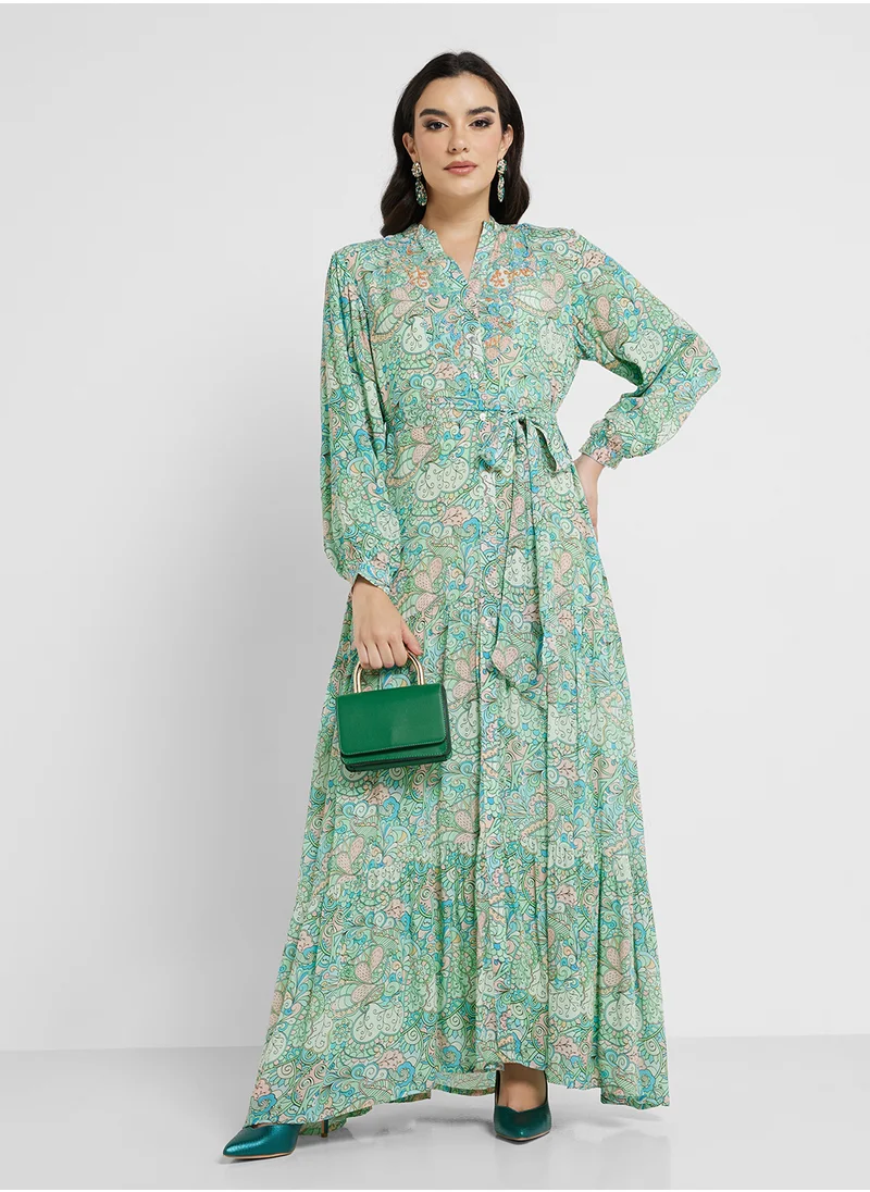 كشخة Viscose Shirt Dress with Beads Work (VNT955)