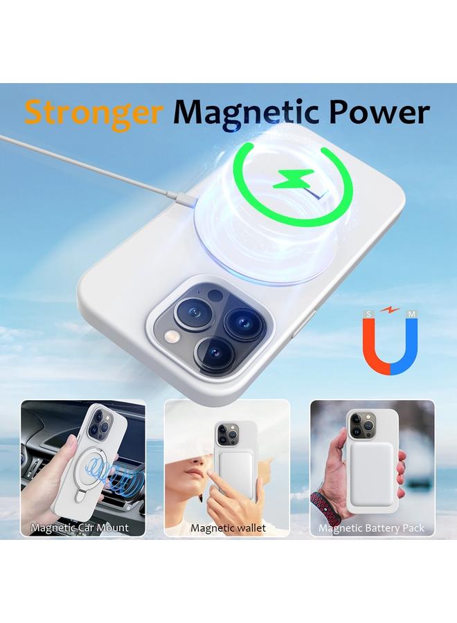 اس-توب جراب لهاتف iPhone 16 Pro مصنوع من السيليكون السائل المغناطيسي MagSafe مع حامل حلقي - Image 3