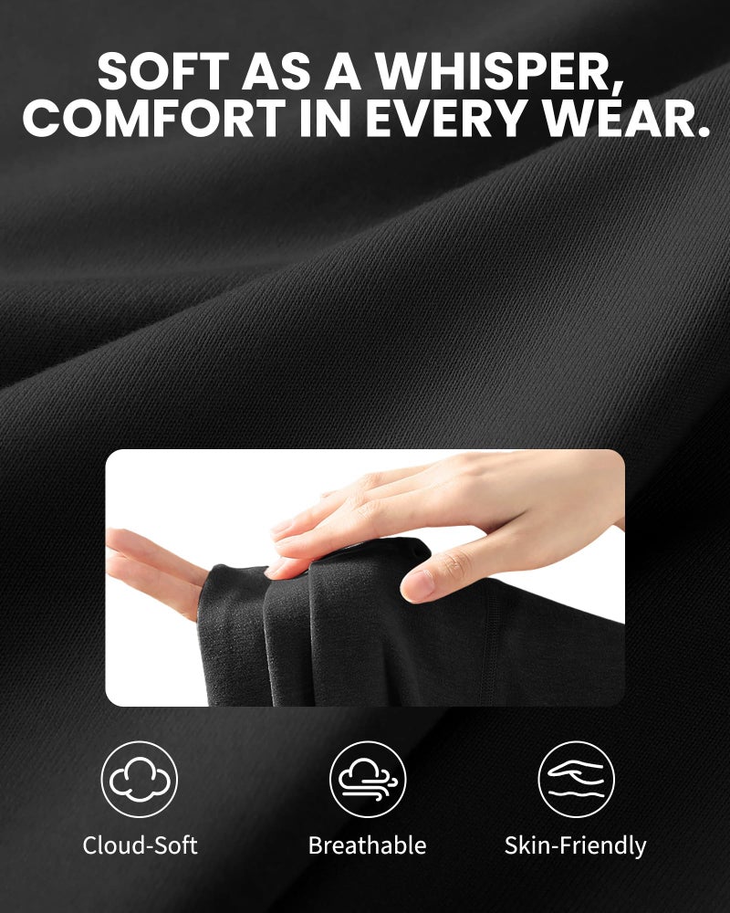 ZOOSIXX Soft Black Pajama Pants for Women, Wide Leg Comfy Casual Lounge Yoga Capri Pants 22'' / 30'' - Image 4