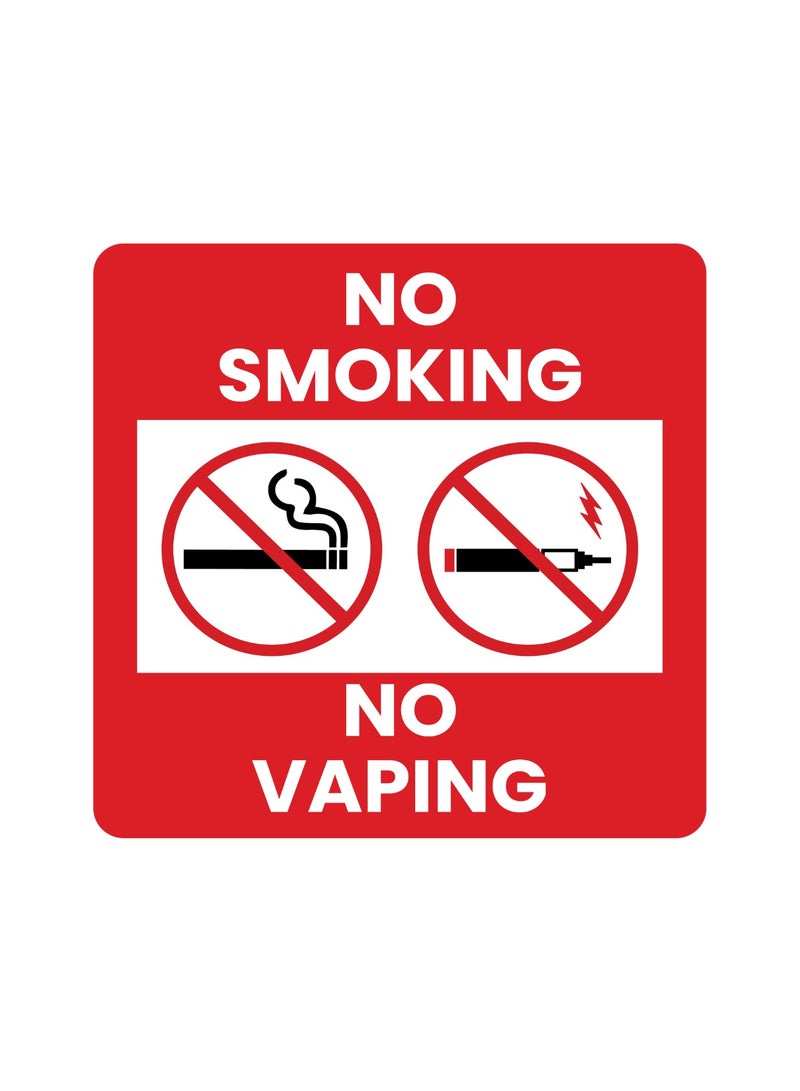 Arab Land Solutions 5 Pce Pack NO SMOKING NO VAPING Sign Digitally Printed Sticker (20cm x 20cm, Indoor/Outdoor) - Image 1