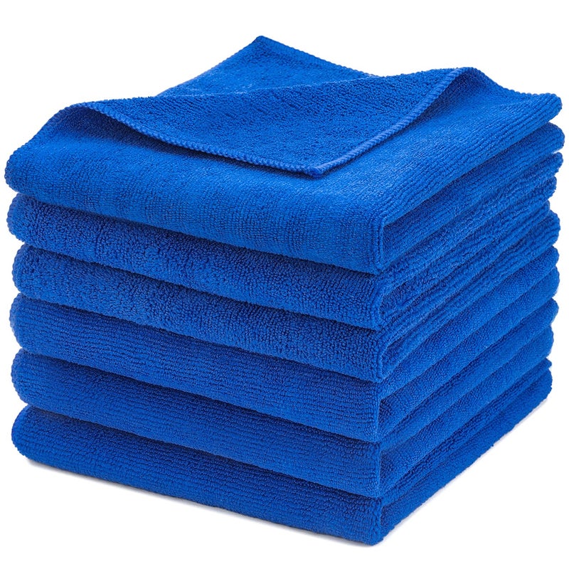 CARCAREZ Premium Microfiber Detailing Towels, 340 GSM Lint Free Car Buffing Waxing Polishing Drying Towel, Pack of 6 (Blue) - Image 1