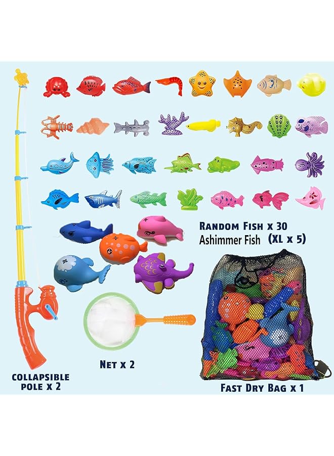 إيروريكس مجموعة ألعاب صيد السمك المغناطيسية للأطفال، طاولة مائية، حوض استحمام، لعبة حفلات للأطفال مع شبكة وقضيب - Image 2