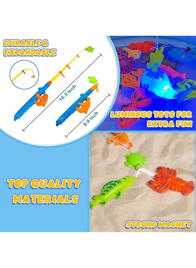 إيروريكس مجموعة ألعاب صيد السمك المغناطيسية للأطفال، طاولة مائية، حوض استحمام، لعبة حفلات للأطفال مع شبكة وقضيب - Image 3