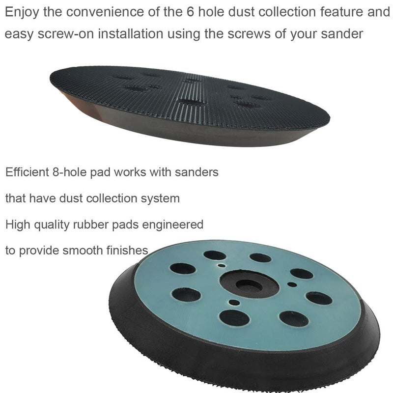 M-jump 5 inch 8 Hole Sander Hook and Loop Replacement Pad For DeWalt DW420, DW421, Dw423, DW426, D26451, D26453 Orbital Sander - Image 4