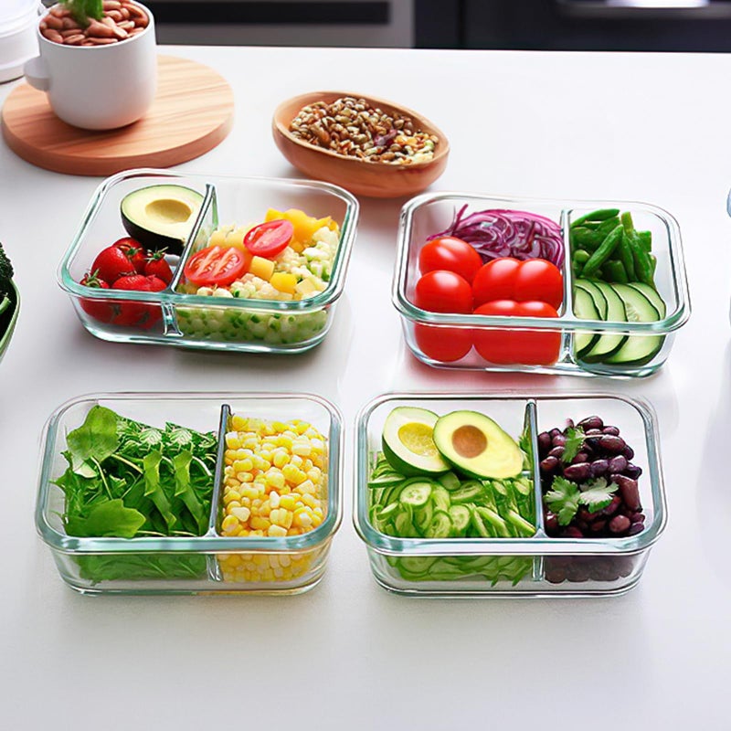 M MCIRCO [10-Pack,30 Oz Glass Meal Prep Containers 2 Compartments Airtight Lunch Bento Boxes with Lids, Glass Food Storage Containers, Microwave, Oven, Freezer and Dishwasher, White - Image 5