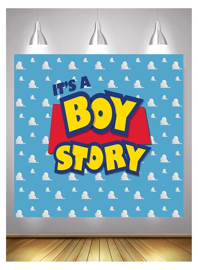 XLL Cartoon Boy It's a Boy Story Photography Backdrop Birthday Party Photo Background Blue Sky White Clouds Photography Backdrops Baby Shower Kids Hero Photo Booth Studio Props 7x5ft - Image 1