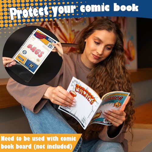 Leffis 100 Count Comic Book Bags, Current Size Comic Bags 7.2 X 10.5 inch Transparent Acid-Free and Reusable Comic Book Sleeves for Regular Comics - Image 5