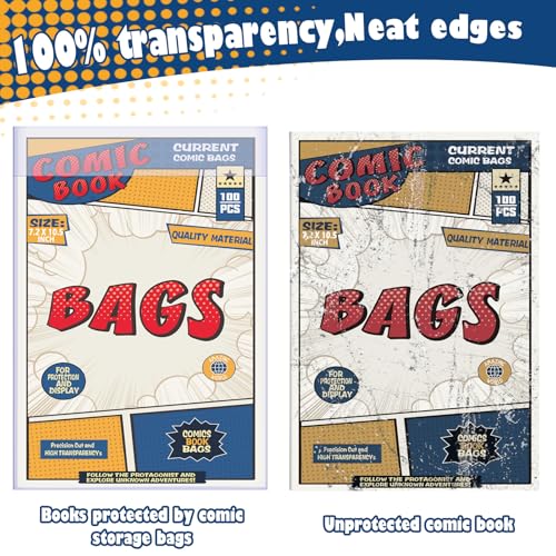 Leffis 100 Count Comic Book Bags, Current Size Comic Bags 7.2 X 10.5 inch Transparent Acid-Free and Reusable Comic Book Sleeves for Regular Comics - Image 4