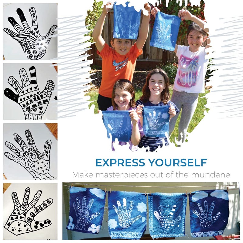 Positive Art Jacquard Cyanotype Kit â€“ 2-Part Sensitizer Set for Sun Printing on Paper & Fabric â€“ Create Photographic Blueprints & Prussian Blue Art Prints - Image 3