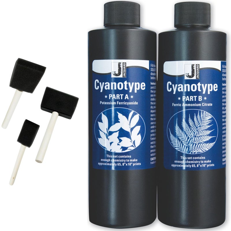Positive Art Jacquard Cyanotype Kit â€“ 2-Part Sensitizer Set for Sun Printing on Paper & Fabric â€“ Create Photographic Blueprints & Prussian Blue Art Prints - Image 1