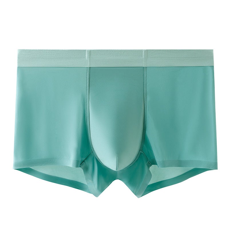 Ice Silk feeling mid-waist high elastic breathable seamless mens underwear boxer one-piece delivery skin-friendly boxer underpants head Sports Blue  - Image 2