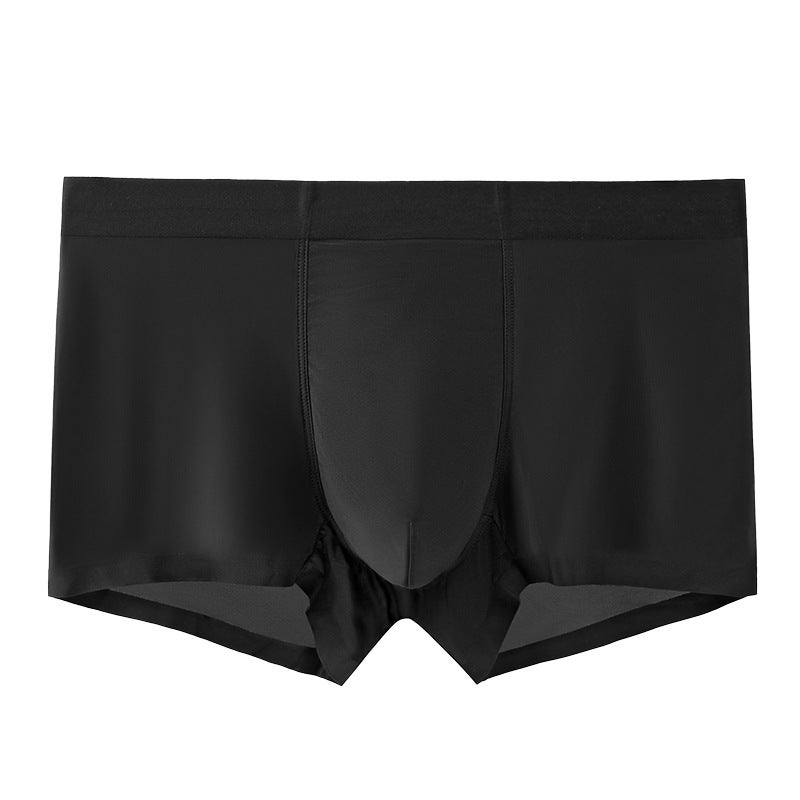 Ice Silk feeling mid-waist high elastic breathable seamless mens underwear boxer one-piece delivery skin-friendly boxer underpants head Sports Blue  - Image 3