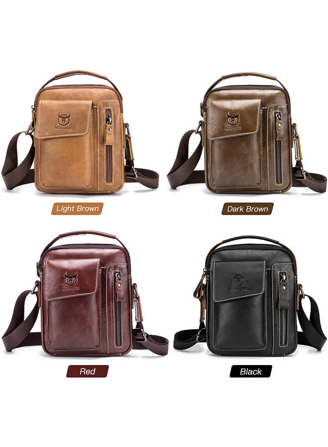 BULLCAPTAIN Men Vintage Leather Shoulder Bag Outdoor Sports Travel Crossbody Bag Handbag Casual Bag Pack  - Image 4