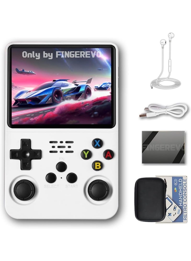 وحدة تحكم ألعاب محمولة R36S بشاشة 3.5 بوصة 640*480 IPS OCA نظام مفتوح المصدر باللون الأبيض مع بطاقة SD سعة 64 جيجابايت - Image 1