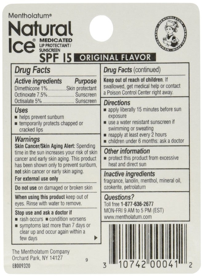 Mentholatum Natural Ice Lip Balm Original SPF 15 1 Each - Image 2